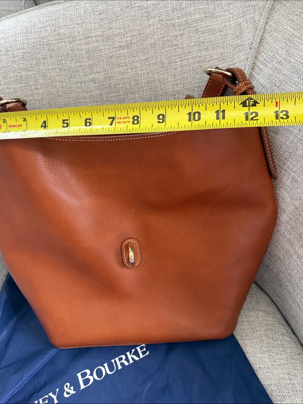 Dooney & Bourke Caramel Brown Pebbled Leather Shoulder Bucket Bag - Picture 13 of 16
